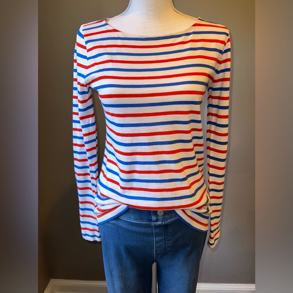 J Crew Red & Blue Striped Painter Tee, S